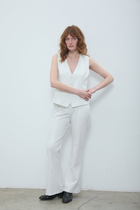 Anna Vest White Pinstripe
