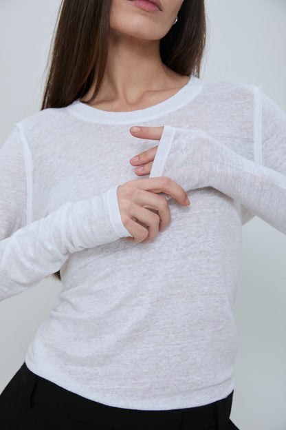 AGNES LONG SLEEVE T-SHIRT white