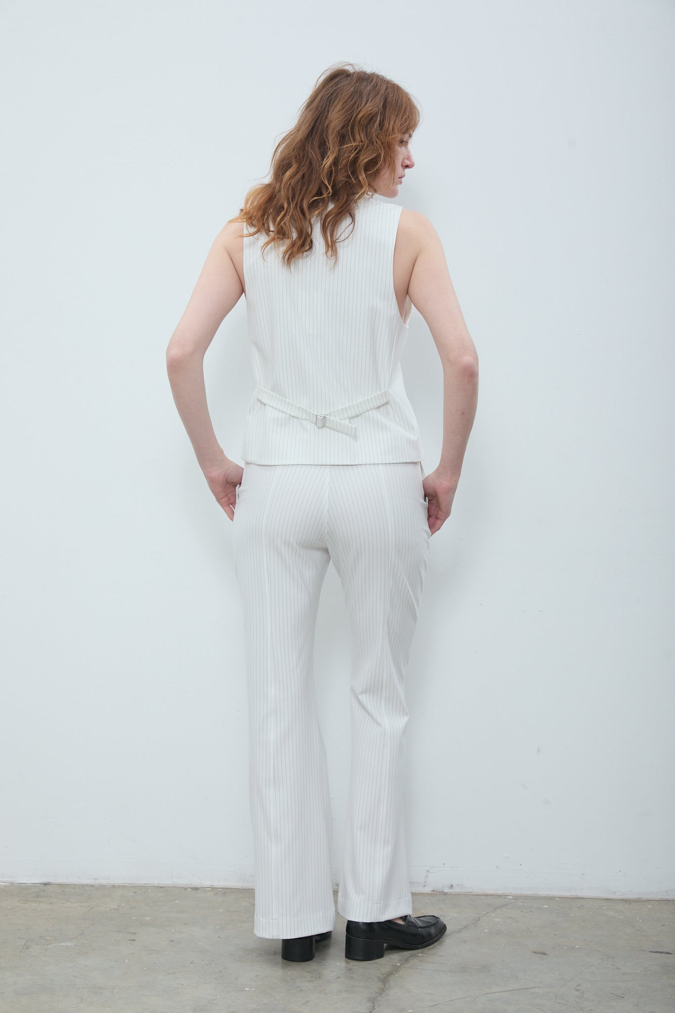 Anna Vest White Pinstripe