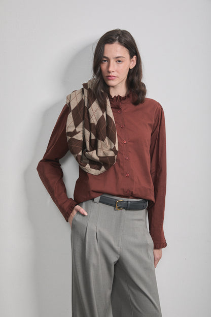 Alma Ruffle Shirt Teracotta