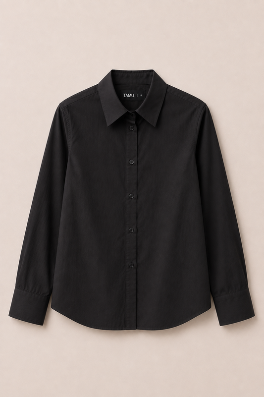 Crisp Cotton Slim Shirt Black
