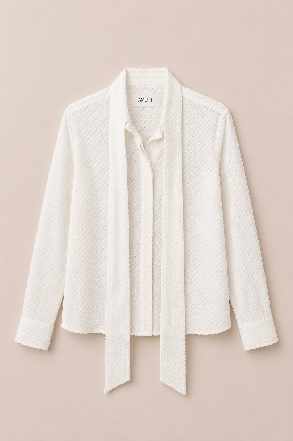 Tie-Neck Cotton Shirt