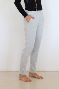Classic White And Grey Stripes Pants
