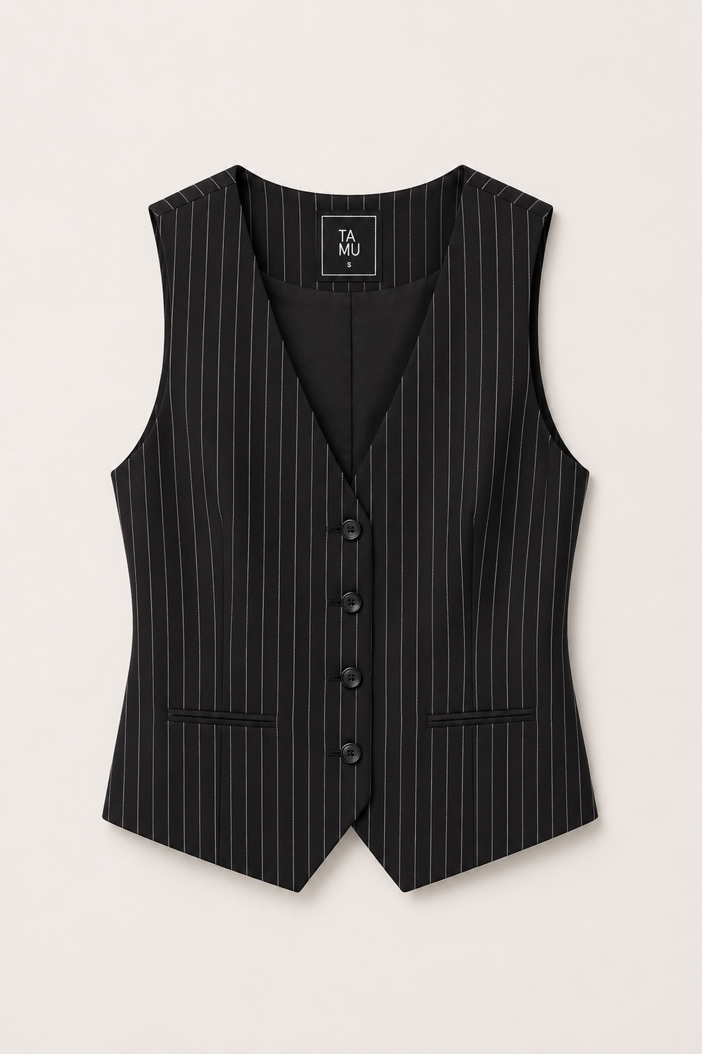 Anna Vest Black Pinstripe