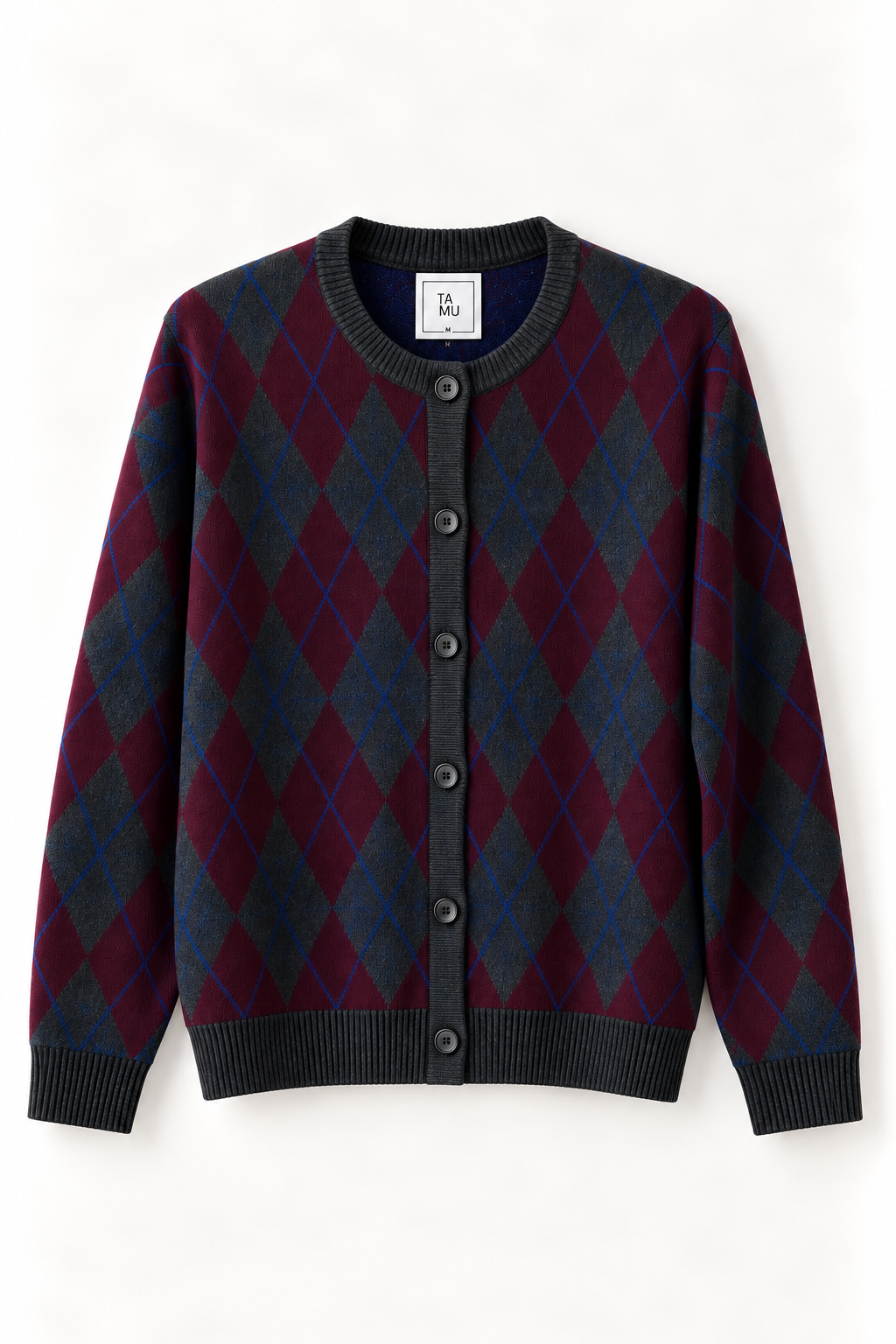 Noelle Argyle Cardigan Dark Grey