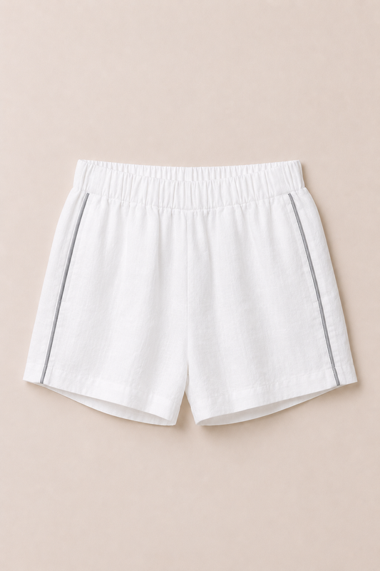 Relaxed linen shorts white