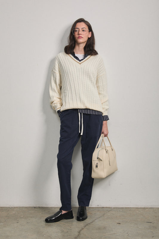 Solene Cable Knit Sweater Cream
