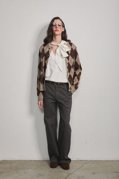 Noelle Argyle Cardigan Espresso