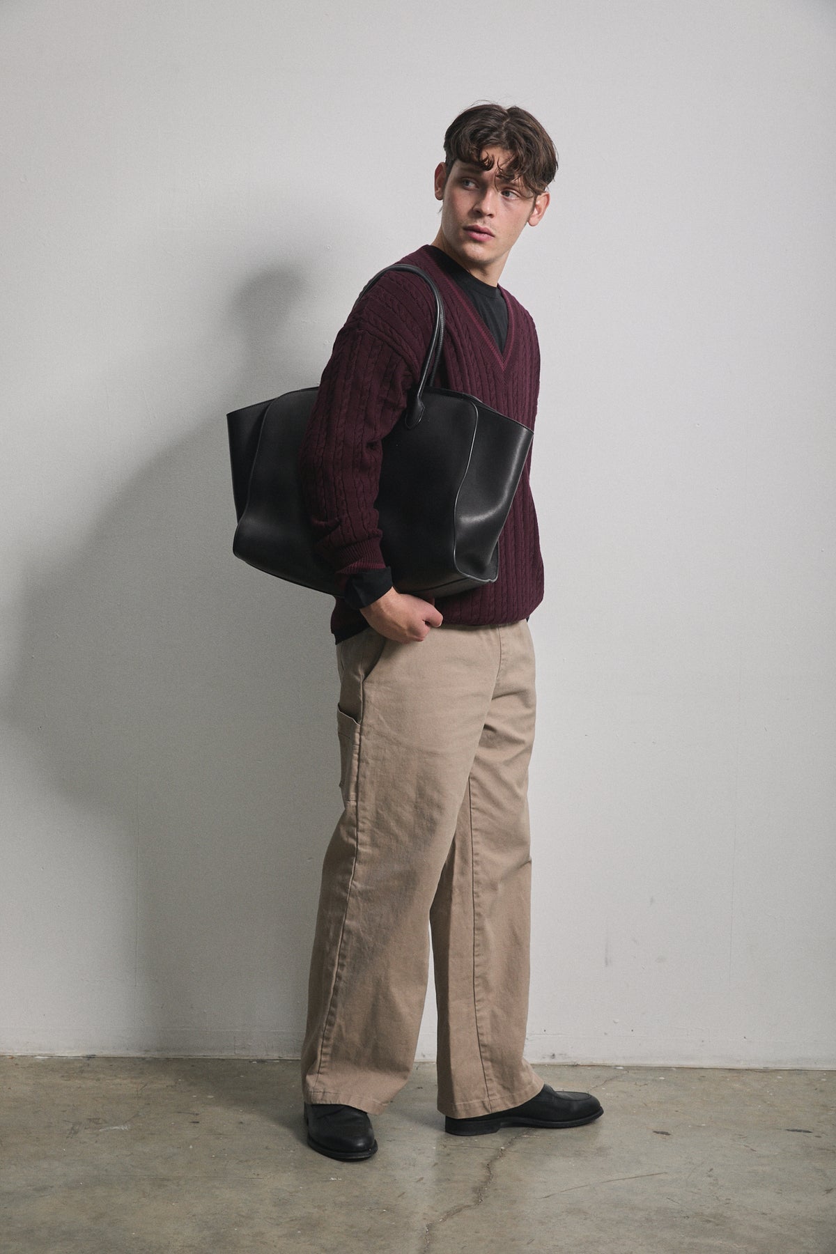 Solene Cable Knit Sweater Burgundy