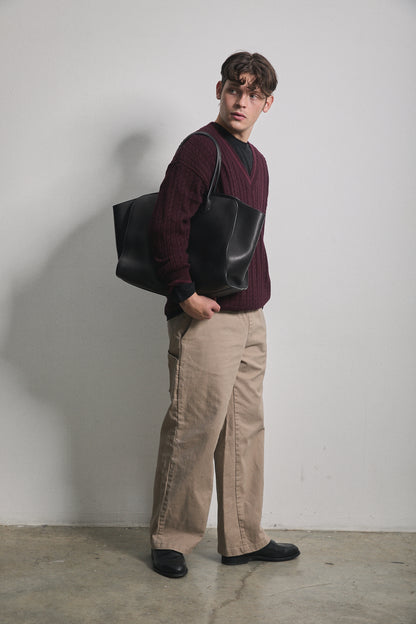 Solene Cable Knit Sweater Burgundy