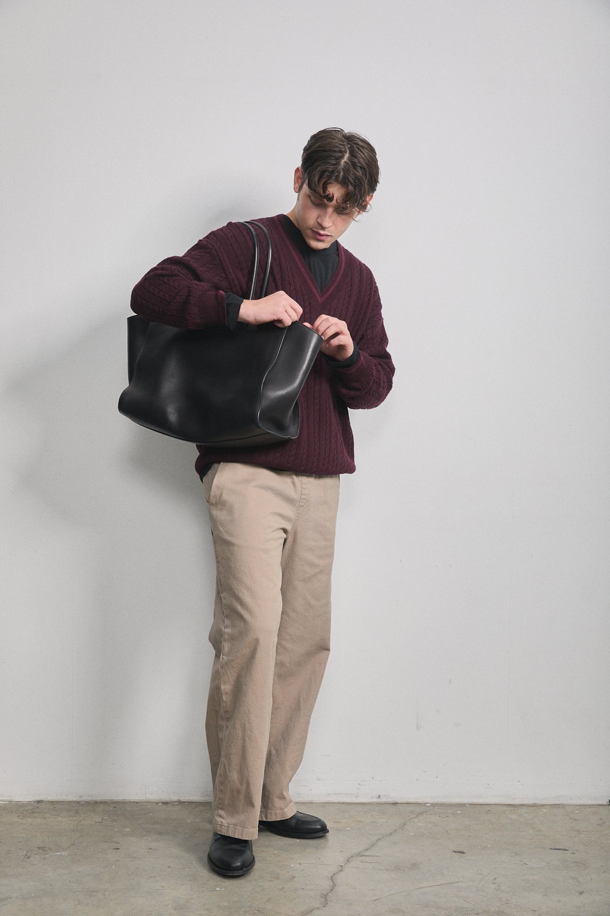 Solene Cable Knit Sweater Burgundy