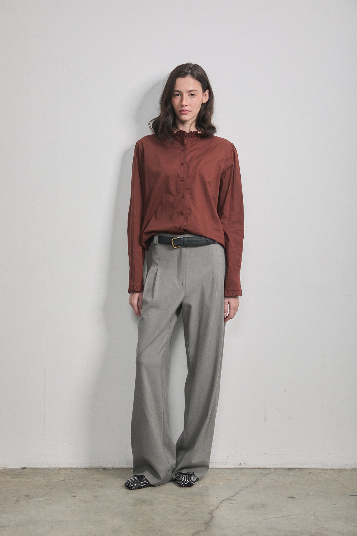 Alma Ruffle Shirt Teracotta