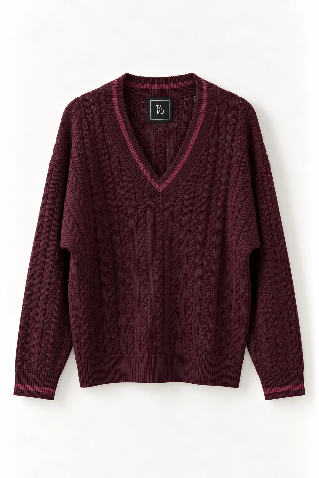 Solene Cable Knit Sweater Burgundy
