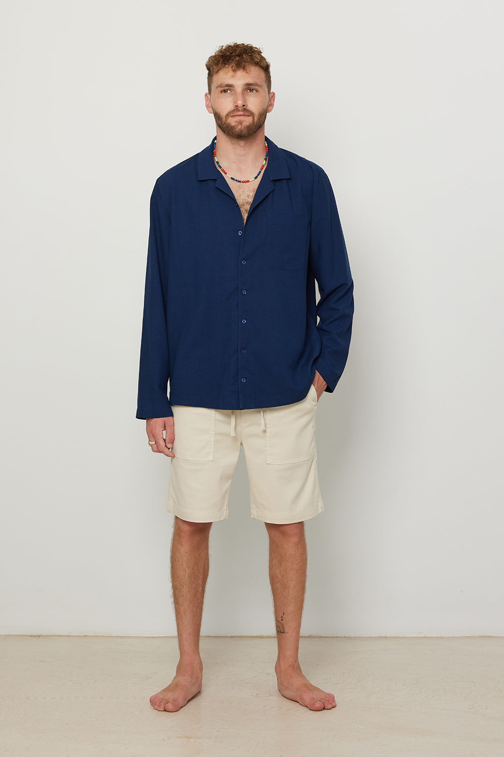 Long Sleeve Buttoned Shirt For Men Blue