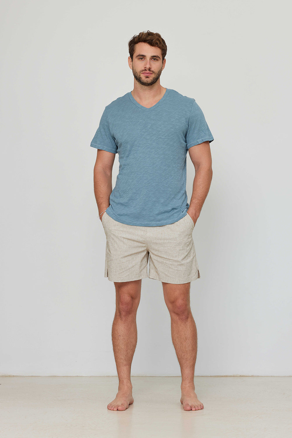 Linen Style T-Shirt Blue